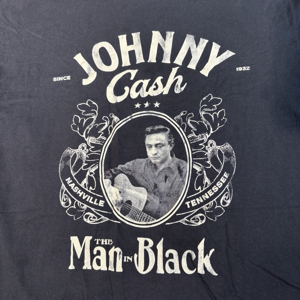 Johnny Cash Shirt Mens Xl Black The Man In Black Graphic Tee Nashville Tennessee